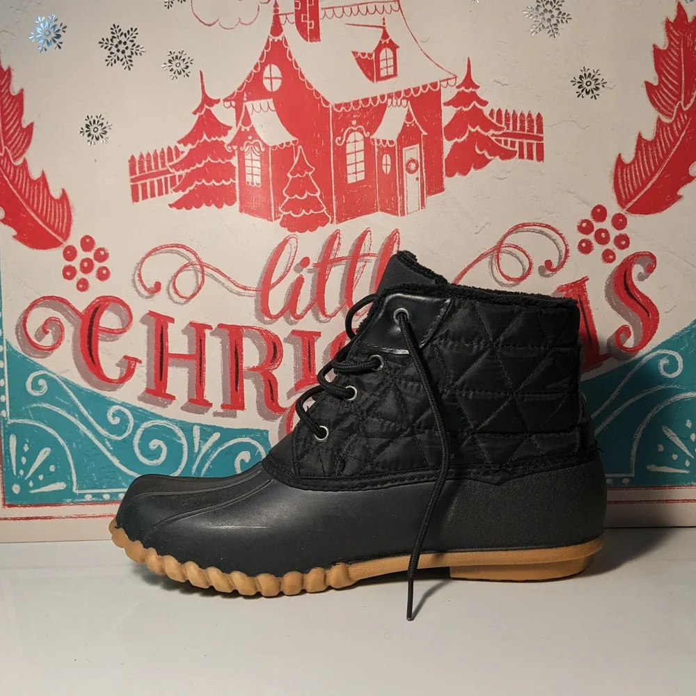 Henry Ferrera Women's Quilted Black Winter Duck Boots Size 9 - Picture 2 of 9